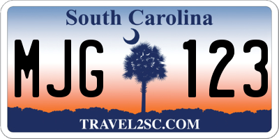 SC license plate MJG123