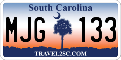 SC license plate MJG133