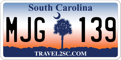 SC license plate MJG139
