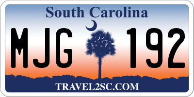 SC license plate MJG192