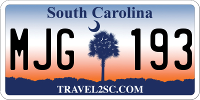 SC license plate MJG193