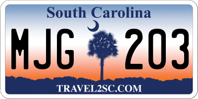 SC license plate MJG203