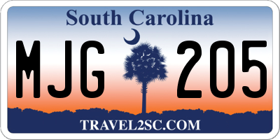 SC license plate MJG205