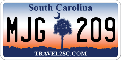 SC license plate MJG209