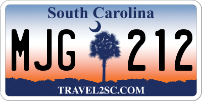 SC license plate MJG212