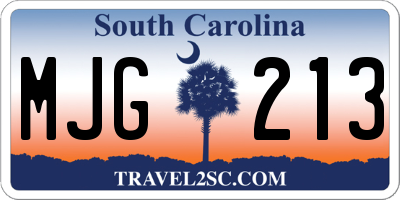 SC license plate MJG213