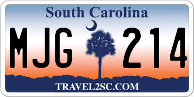 SC license plate MJG214