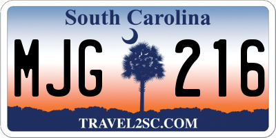 SC license plate MJG216