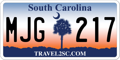 SC license plate MJG217