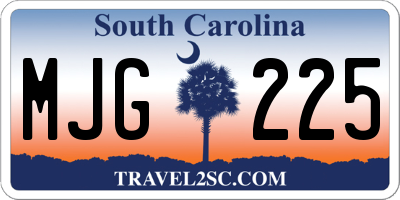 SC license plate MJG225