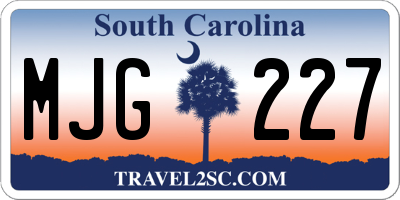 SC license plate MJG227