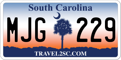 SC license plate MJG229