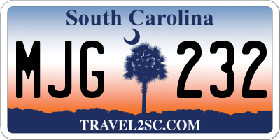 SC license plate MJG232