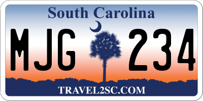 SC license plate MJG234