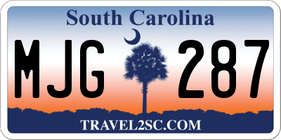 SC license plate MJG287