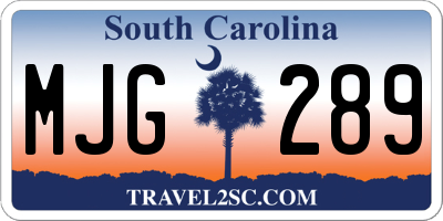SC license plate MJG289