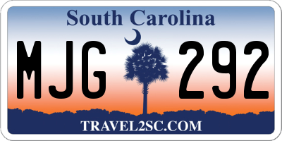 SC license plate MJG292