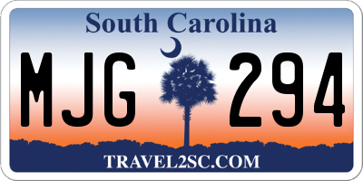 SC license plate MJG294
