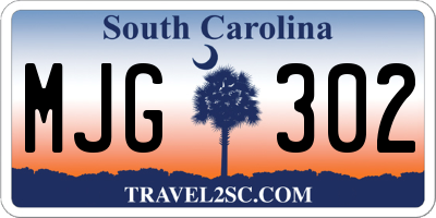 SC license plate MJG302