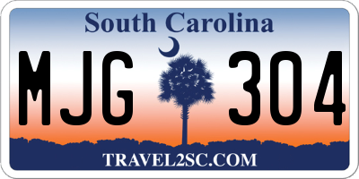 SC license plate MJG304