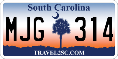 SC license plate MJG314