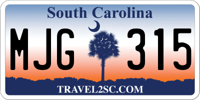 SC license plate MJG315