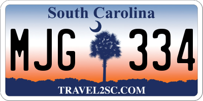 SC license plate MJG334
