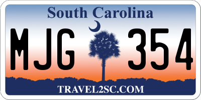 SC license plate MJG354