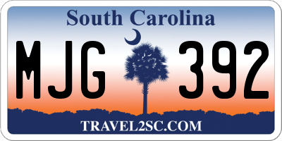 SC license plate MJG392