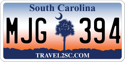 SC license plate MJG394