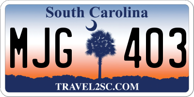 SC license plate MJG403