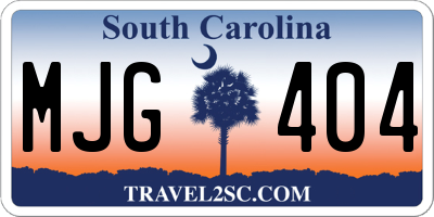 SC license plate MJG404