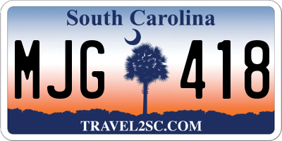 SC license plate MJG418