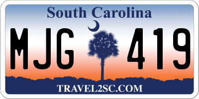 SC license plate MJG419