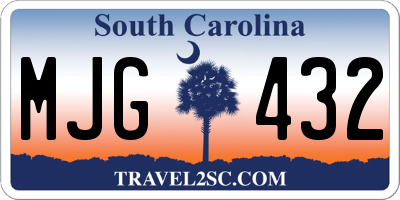 SC license plate MJG432