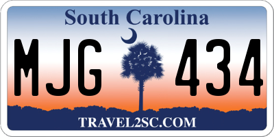 SC license plate MJG434