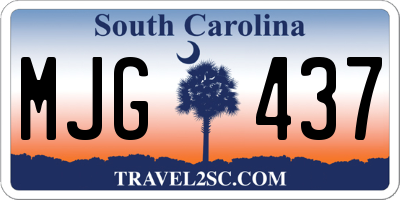 SC license plate MJG437