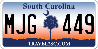 SC license plate MJG449