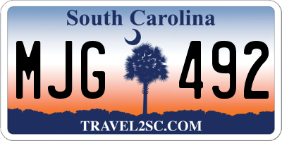 SC license plate MJG492