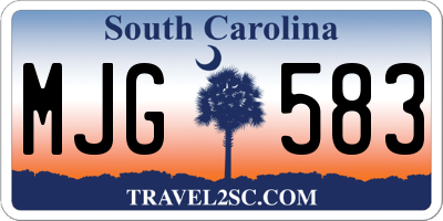 SC license plate MJG583