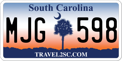 SC license plate MJG598