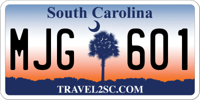 SC license plate MJG601
