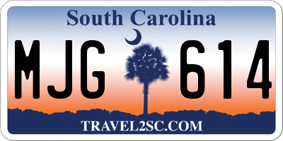 SC license plate MJG614