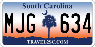 SC license plate MJG634