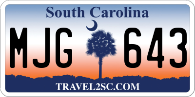SC license plate MJG643