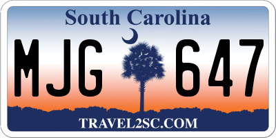 SC license plate MJG647