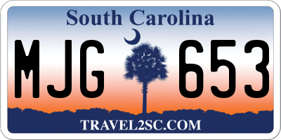 SC license plate MJG653