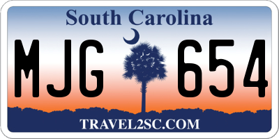 SC license plate MJG654
