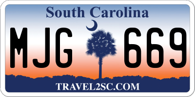 SC license plate MJG669