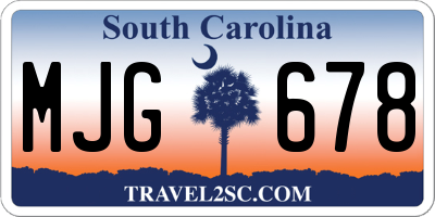 SC license plate MJG678